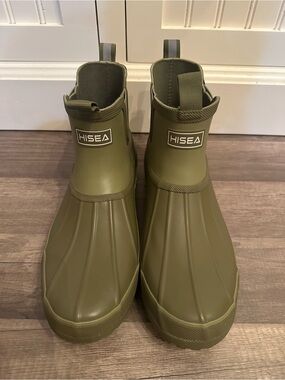 HISEA Women's Olive Green Duck Chelsea Waterproof Rain Boots Size 11